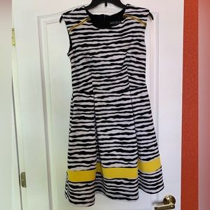 Black White & Yellow Striped Dress